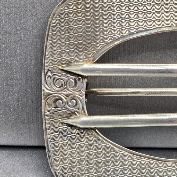 Laurence Foss #23 Art Deco Sterling Silver Buckle Brooch 2" Engine Turned 21.79g - Picture 2 of 9